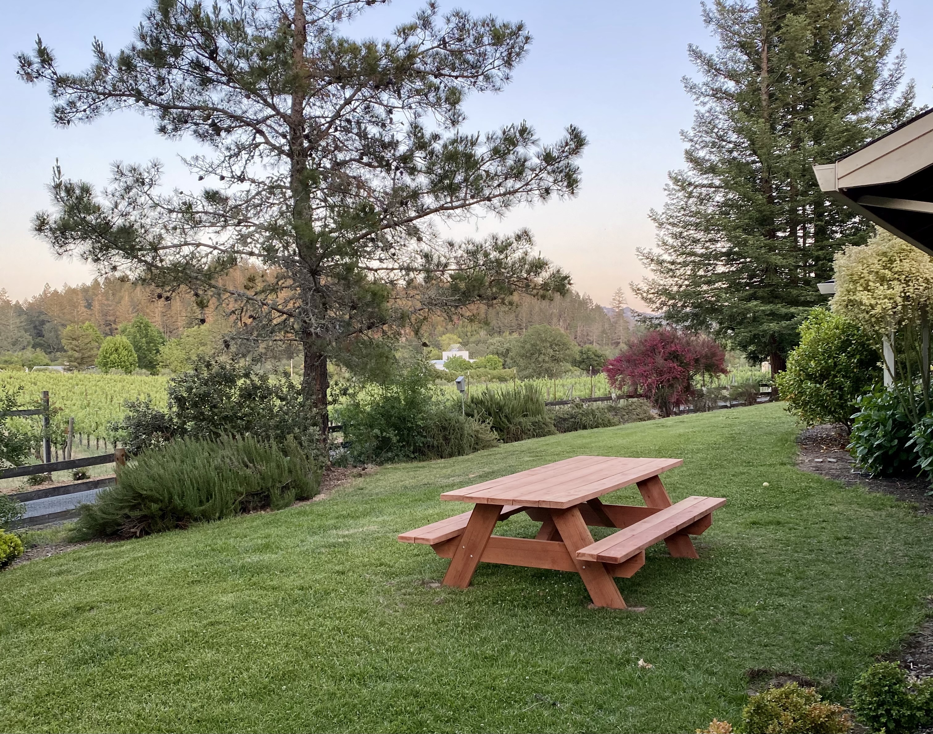 Redwood picnic table